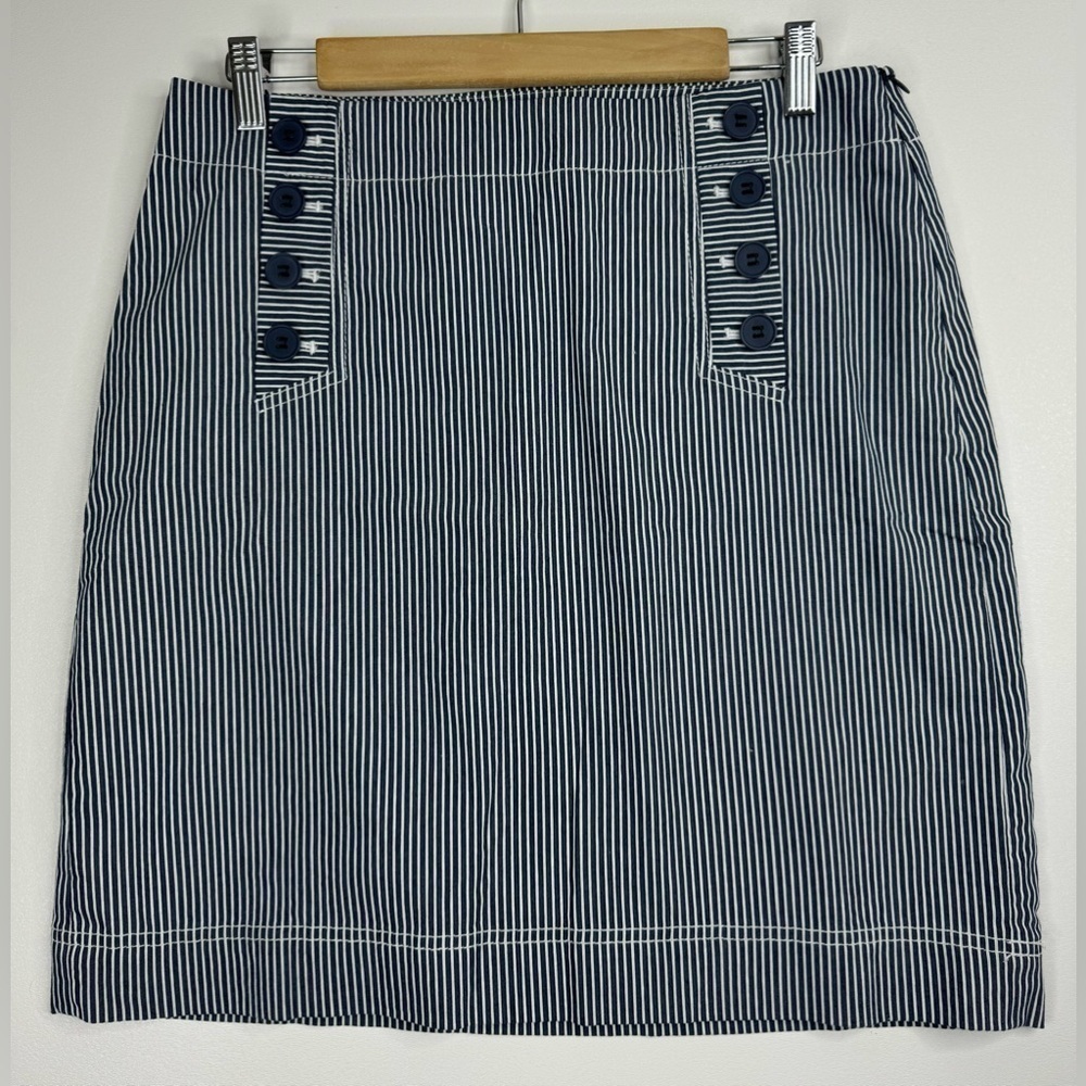 Talbots Striped Engineer Side Zip Lined Stretch Skirt Womens Size 8